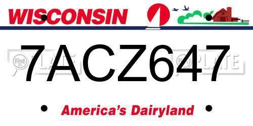 7ACZ647 Wisconsin License Plate