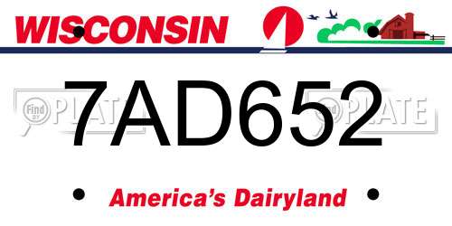 7AD652 Wisconsin License Plate
