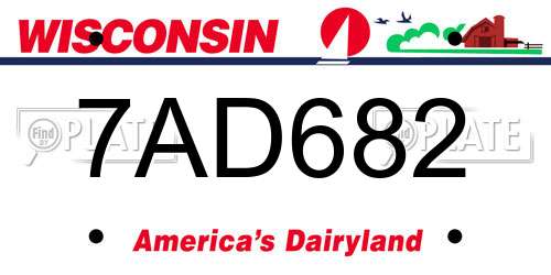 7AD682 Wisconsin License Plate