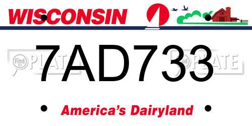 7AD733 Wisconsin License Plate