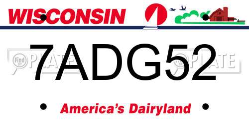 7ADG52 Wisconsin License Plate
