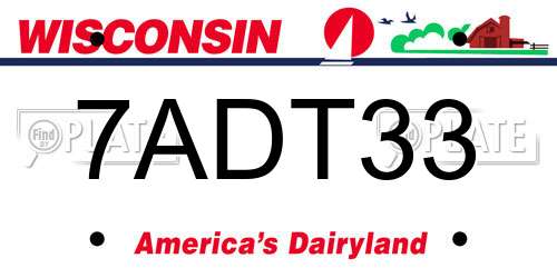 7ADT33 Wisconsin License Plate