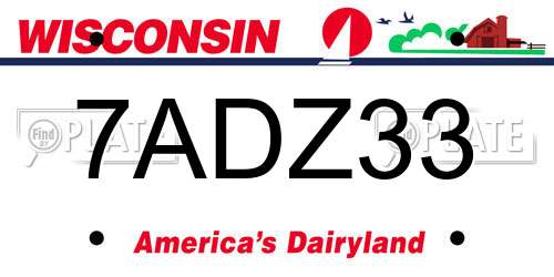 7ADZ33 Wisconsin License Plate