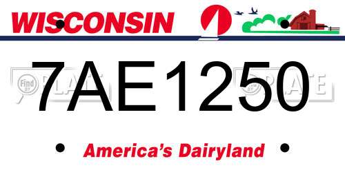 7AE1250 Wisconsin License Plate