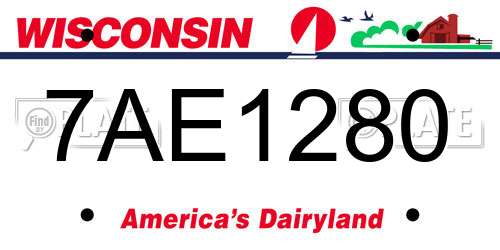 7AE1280 Wisconsin License Plate