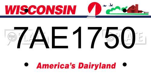 7AE1750 Wisconsin License Plate