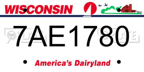 7AE1780 Wisconsin License Plate
