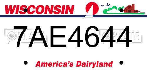 7AE4644 Wisconsin License Plate