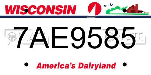 7AE9585 Wisconsin License Plate