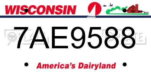 7AE9588 Wisconsin License Plate