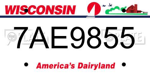 7AE9855 Wisconsin License Plate