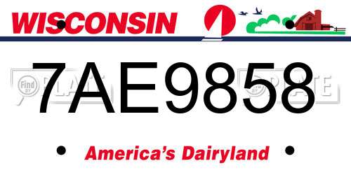 7AE9858 Wisconsin License Plate