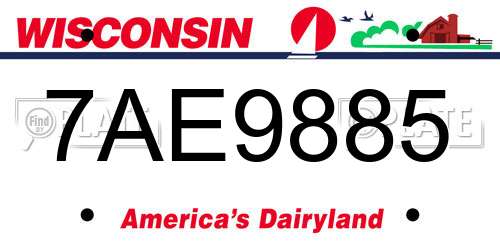 7AE9885 Wisconsin License Plate