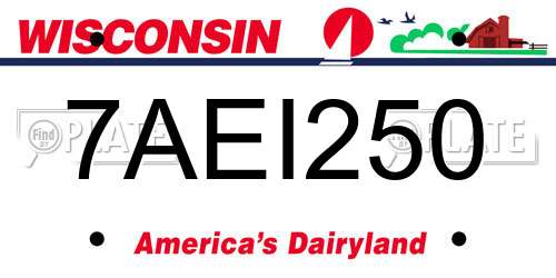 7AEI250 Wisconsin License Plate