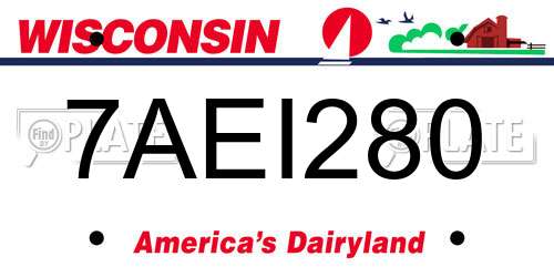 7AEI280 Wisconsin License Plate