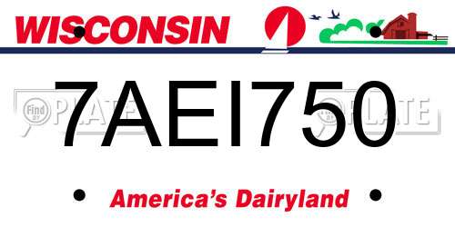 7AEI750 Wisconsin License Plate