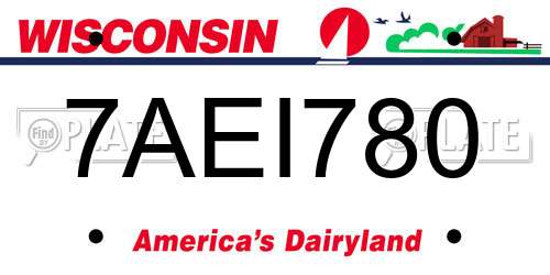 7AEI780 Wisconsin License Plate
