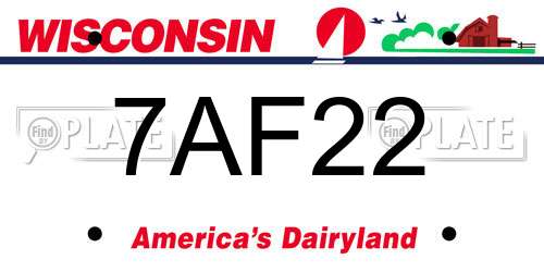 7AF22 Wisconsin License Plate