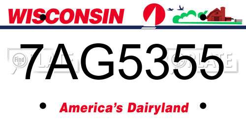 7AG5355 Wisconsin License Plate