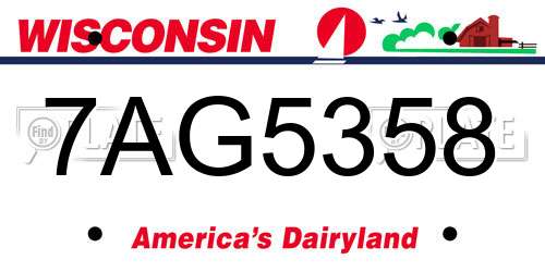 7AG5358 Wisconsin License Plate