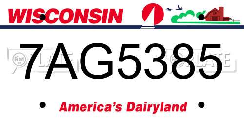 7AG5385 Wisconsin License Plate
