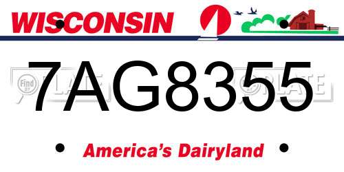7AG8355 Wisconsin License Plate