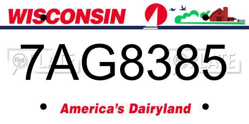 7AG8385 Wisconsin License Plate