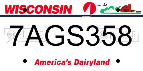 7AGS358 Wisconsin License Plate