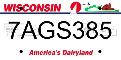 7AGS385 Wisconsin License Plate