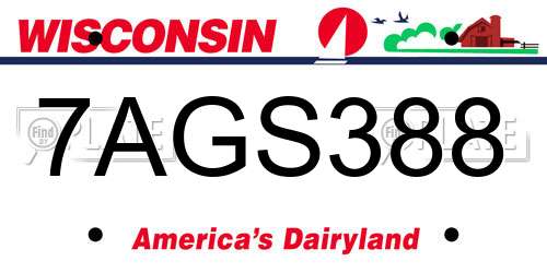 7AGS388 Wisconsin License Plate