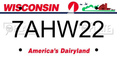 7AHW22 Wisconsin License Plate