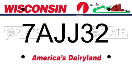 7AJJ32 Wisconsin License Plate