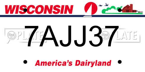 7AJJ37 Wisconsin License Plate