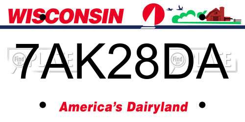 7AK28DA Wisconsin License Plate