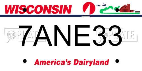 7ANE33 Wisconsin License Plate