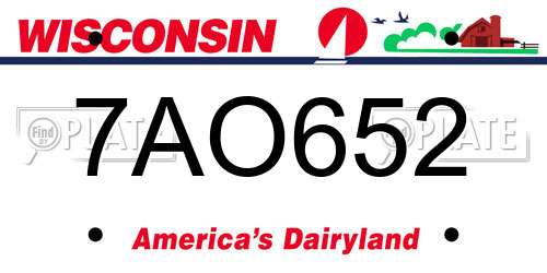 7AO652 Wisconsin License Plate