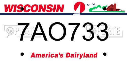 7AO733 Wisconsin License Plate