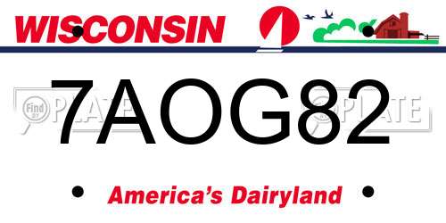 7AOG82 Wisconsin License Plate