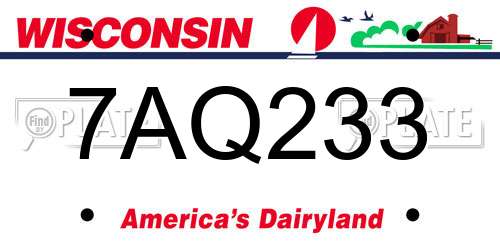 7AQ233 Wisconsin License Plate