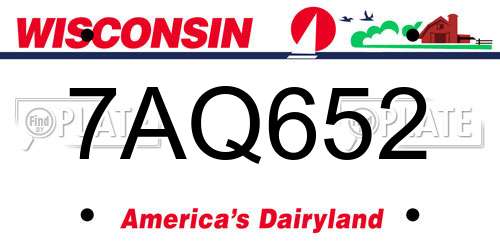 7AQ652 Wisconsin License Plate