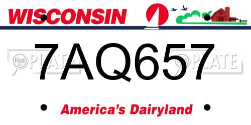 7AQ657 Wisconsin License Plate