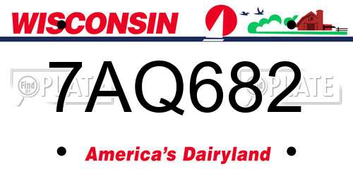 7AQ682 Wisconsin License Plate
