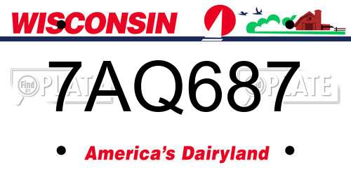 7AQ687 Wisconsin License Plate