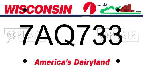 7AQ733 Wisconsin License Plate