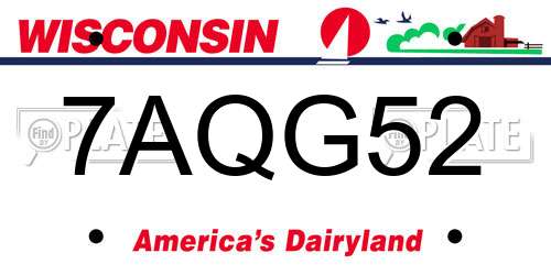 7AQG52 Wisconsin License Plate