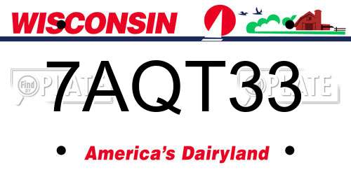 7AQT33 Wisconsin License Plate