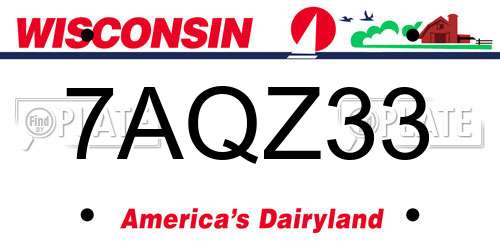 7AQZ33 Wisconsin License Plate