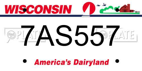 7AS557 Wisconsin License Plate
