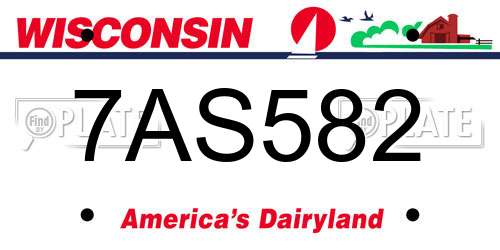 7AS582 Wisconsin License Plate