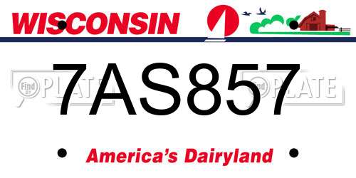 7AS857 Wisconsin License Plate